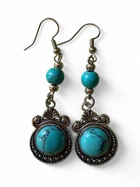 🌵 Handmade Faux Turquoise Boho Statement Earrings